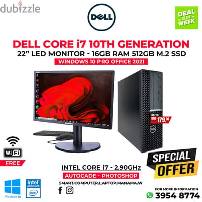 Dell Core i7 10th Generation Computer Set 16GB Ram DDR4 512GB SSD M. 2