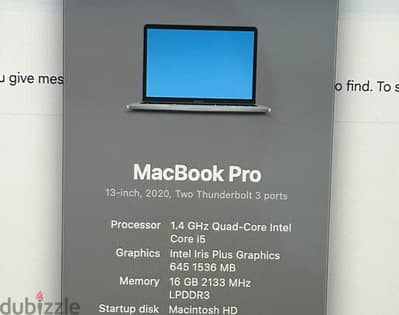 macbook pro 2020 16gb ram/256 gb memory