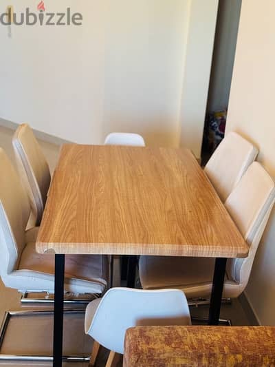 dining table with 6 chair and sofa