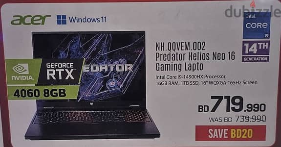 Acer Predator Helios Neo 16 Gaming Laptop