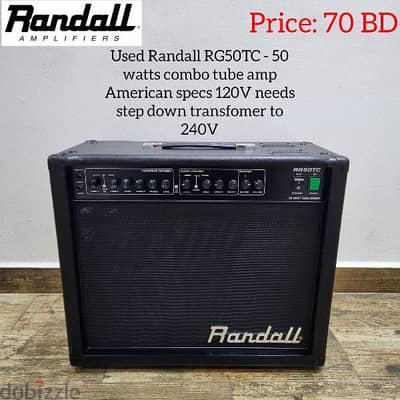 Used Randall RG50TC - 50 watts combo tube amp American specs 120V