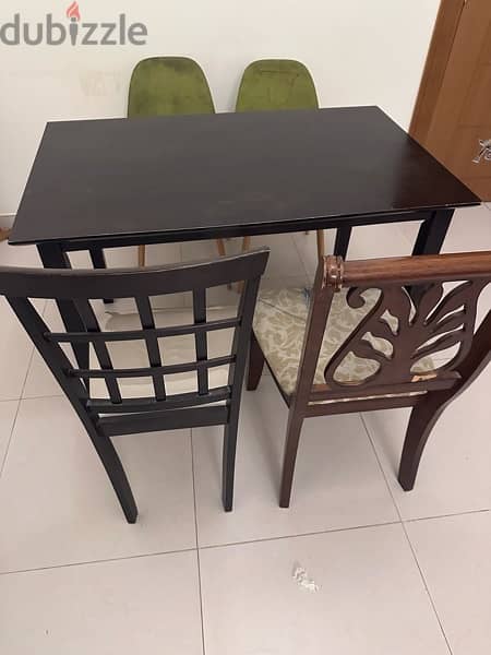 Solid dining table with four chairs 1