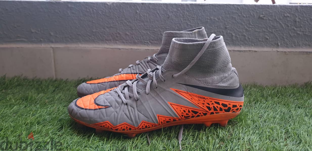 Original Nike Hypervenom Phantom 2 Grey/Orange Football Shoe EU:43 2