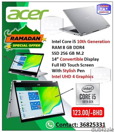 Acer 10th Gen 2in1 Core i5 Laptop+Tablet 2in1 Stylish Pen 14"Touch FHD