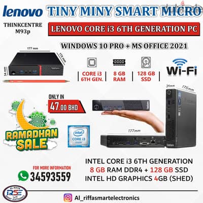 LENOVO Tiny Mini Core i3 6th Generation Computer East to Carry 8GB RAM