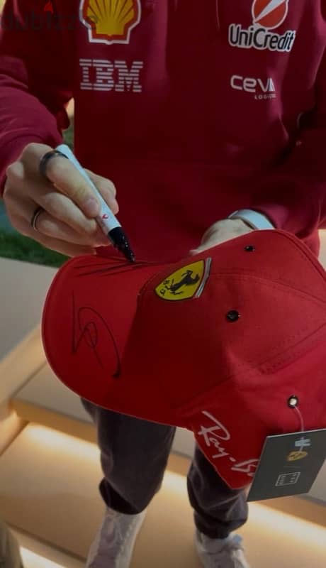 FERRARI HYPERCAR TEAM CAP signed by Lewis Hamilton and Charles Leclerc 9