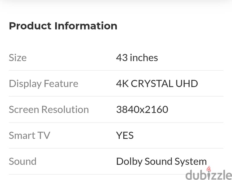 Samsung 43 inch crystal UHD 4k smart led 4