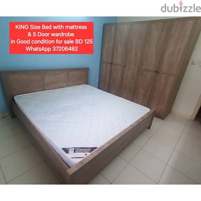 King size bed and 5 door wardrobe & other items for sale