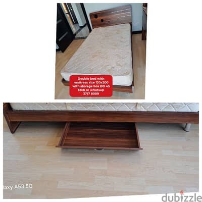 Bed with mattress storage box and other household items for sale