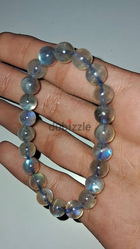 Labradorite bracelet Grade AAA حجر الطاؤوس 1