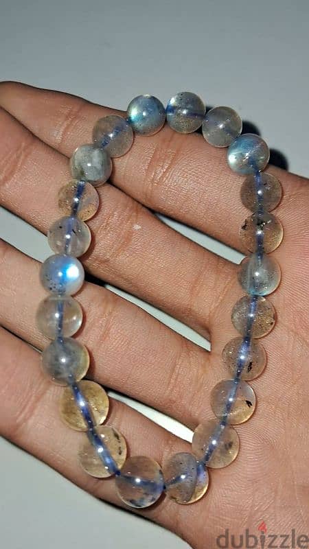 Labradorite bracelet Grade AAA حجر الطاؤوس 2