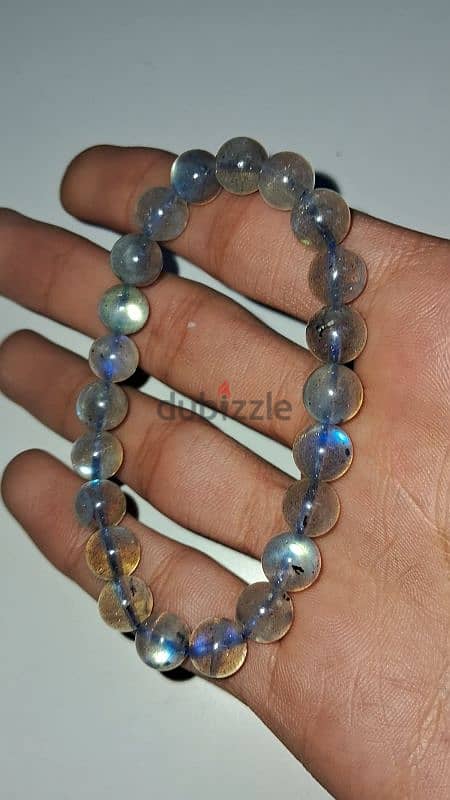 Labradorite bracelet Grade AAA حجر الطاؤوس 3