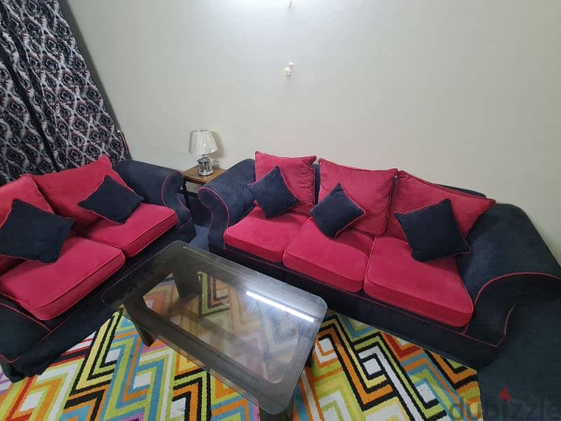 7 seat sofa red and black 1