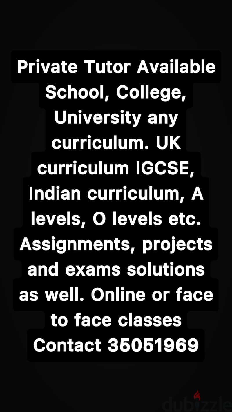 Tutor available for all subjects/Curriculum 1