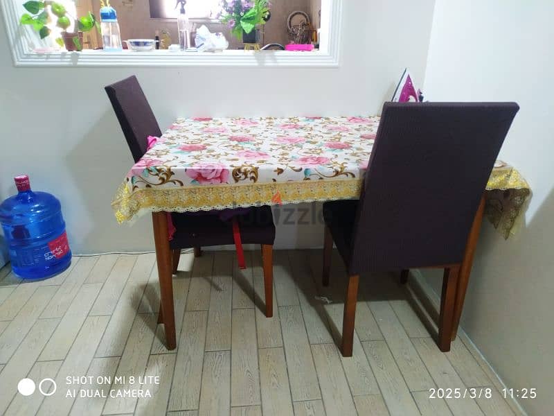 Wooden Dining Table with 2 Chairs 1