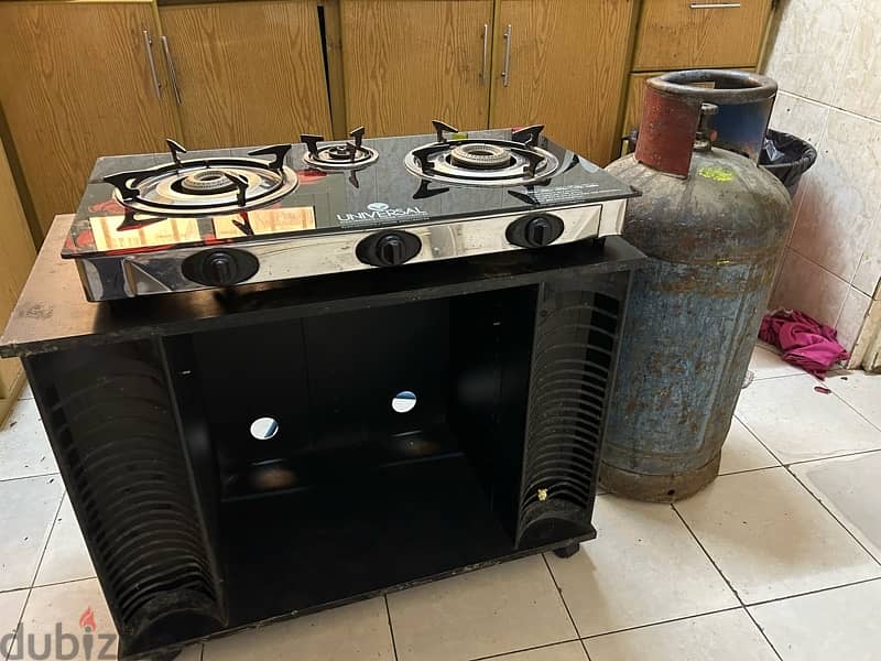 For Sale: 3-Burner Gas Stove with Cylinder & Storage Stand 2