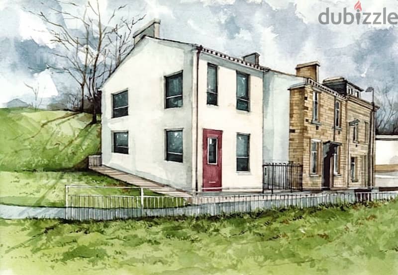 Draw architectural sketches of buildings in watercolor  رسومات معماريه 15