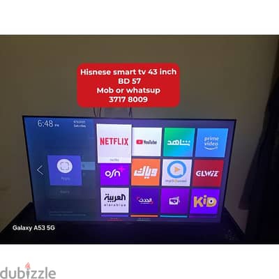 Hisnese smart tv 43 inch in good condition for sale with delivery