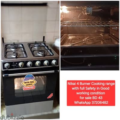 Nikai 4 Burner Cooking range and other items for sale with Delivery