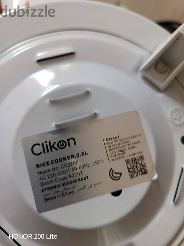 rice cooker clikon Use  no issues 0.6 liters capacity 1