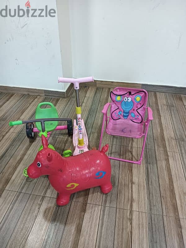 chair, scooter, cycle horse in good condition 0