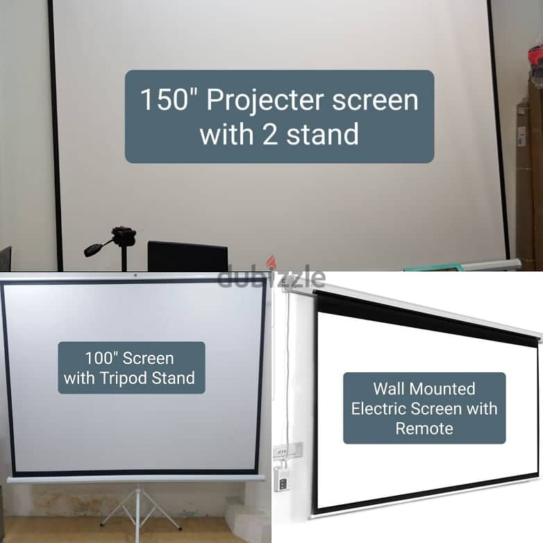 New Projector Screen 60",100",120",150" Tripod Stand/Wall Mounted 29BD 1