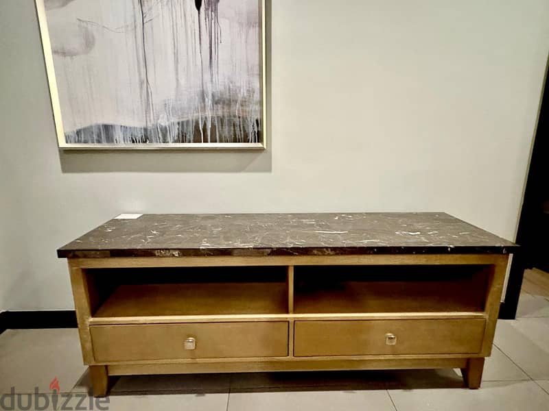 Set of Marble topped tables and TV stands 2