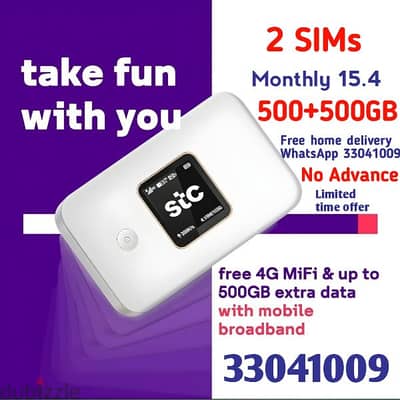 2 Data Sim + Free Mifi or Router