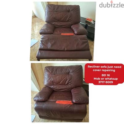 Recliner sofa and other household items for sale with delivery