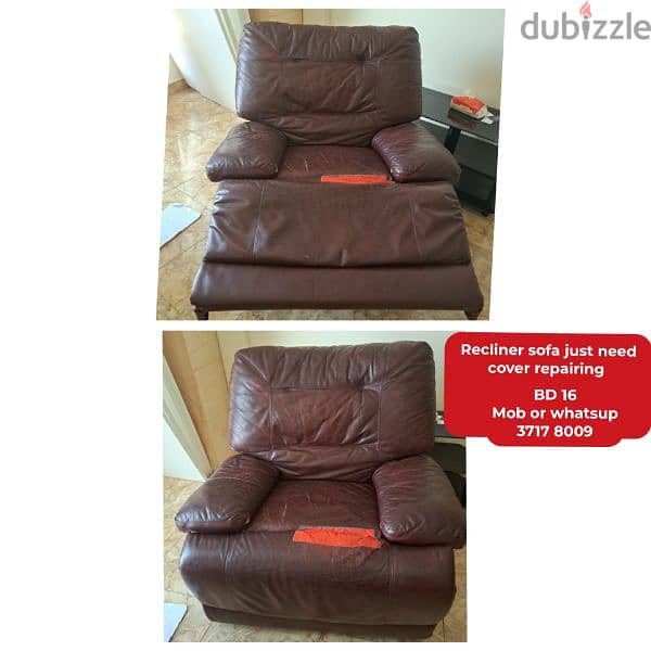 Recliner sofa and other household items for sale with delivery 0