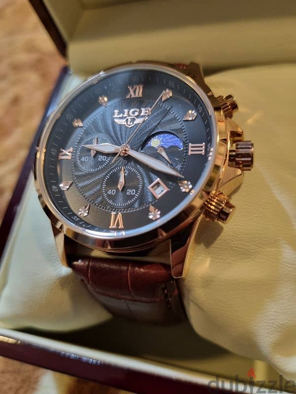 Lige Chronograph leather watch 1