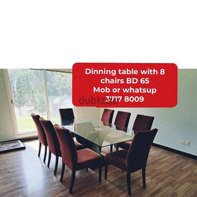 8 chairs Dinning table and other household items for sale