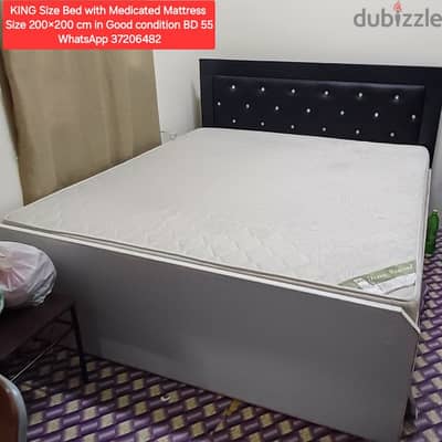 King Size Bed 200×200 with Medicated Mattress & other items for sale