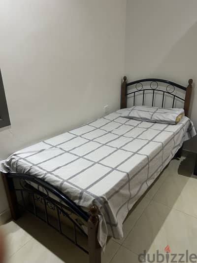 Metal bed with mattress