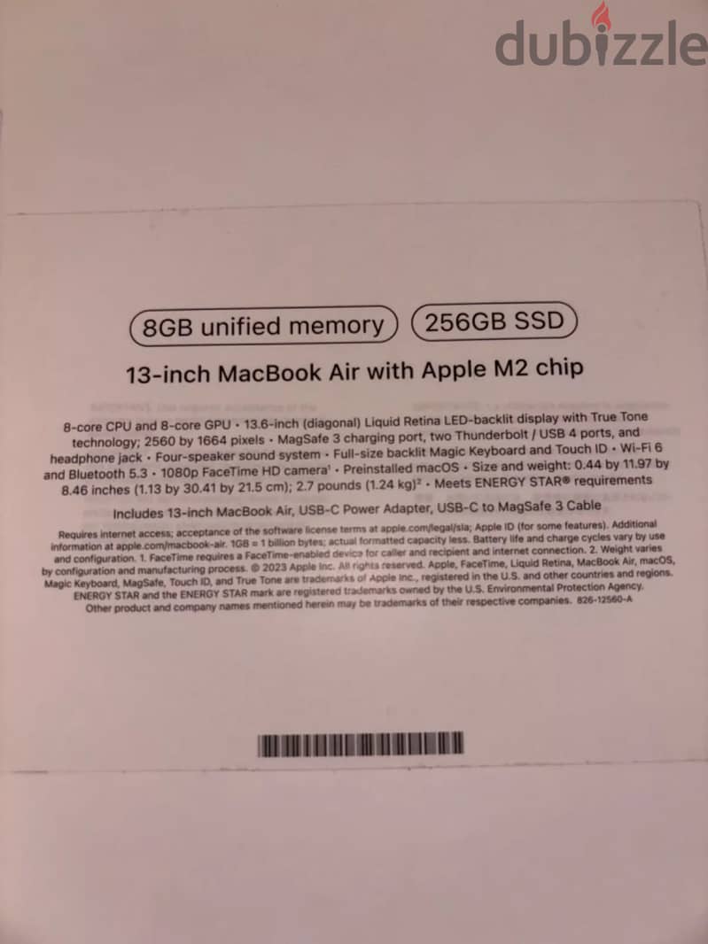 Apple Macbook Air M2 2022 13" 8-Core CPU 8-Core GPU 256GB SSD 8GB Ram 2