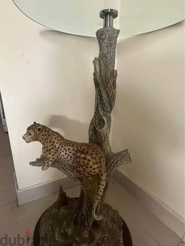 Glass table with jaguar stand scupture 5