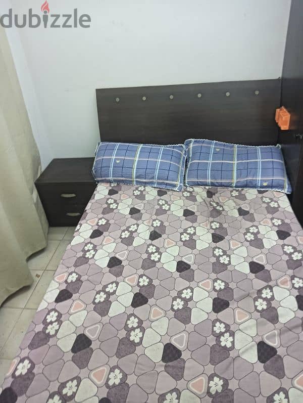 double bed mattress with side table 2