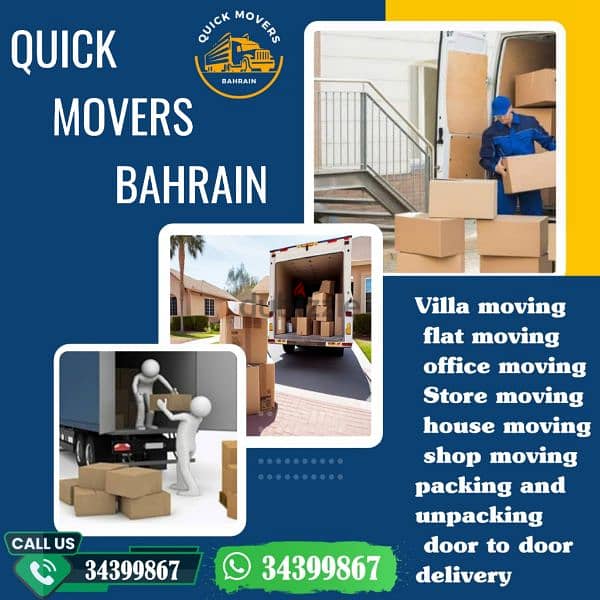 Quick Movers Bahrain, Furniture Moving Packing, House Shifting,  24/7, 0