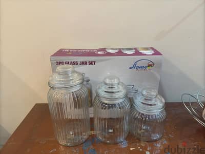 3 pieces glass jar set