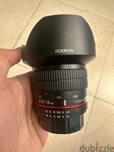 Rokinon (Samyang) Lens 14mm F2.8 for Nikon F Mount.