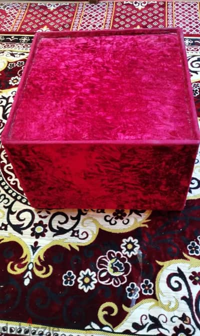 Plush Red Velvet Square Sofa Table - Unique & Stylish