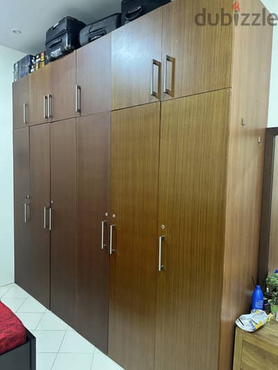 Wooden cabinets with 6 doors and top cabinets