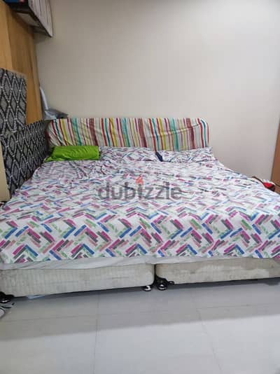 King size bed and frame with side table