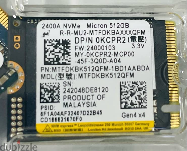 Micron 512gb 2230 nvme ssd Gen4x4 HD 0