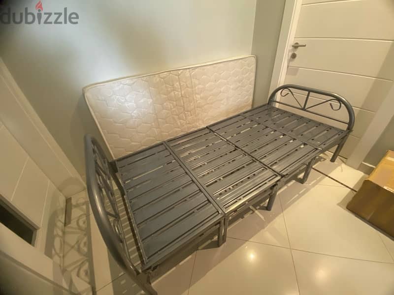 Folding Bedframe and Matress for sale 0