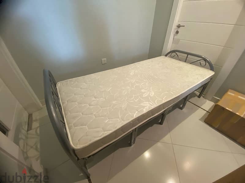 Folding Bedframe and Matress for sale 1