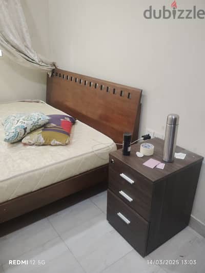 Bed mattress and side table