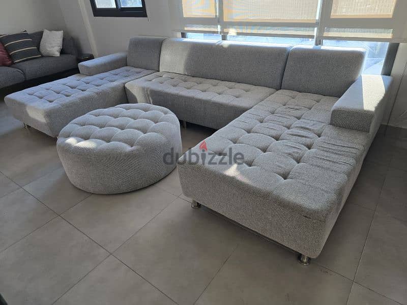 8-Seater Sofa with Ottoman Centre Piece from Adliya Furnishings. 1