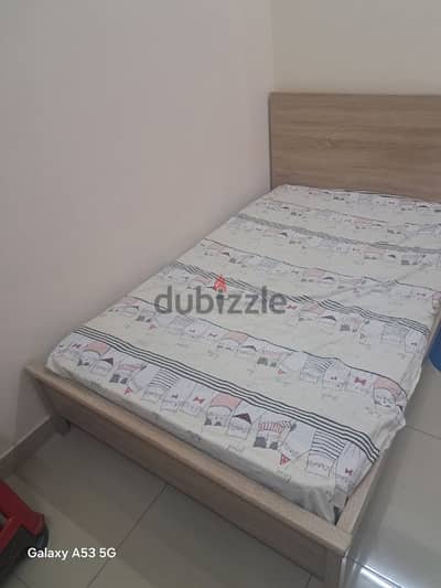 Bed with mattress and bed side table for sale