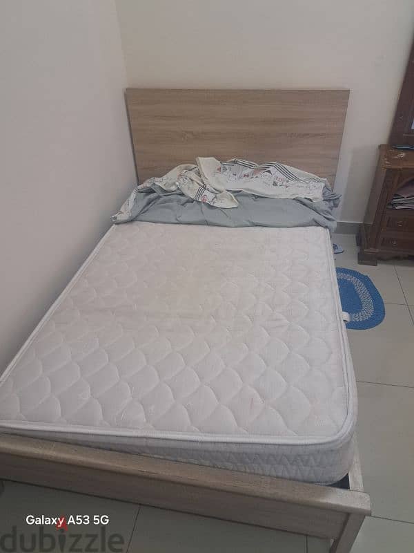 Bed with mattress and bed side table for sale 2